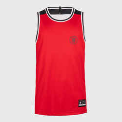 Men's/Women's Reversible Sleeveless Basketball Jersey T500 - White/Red