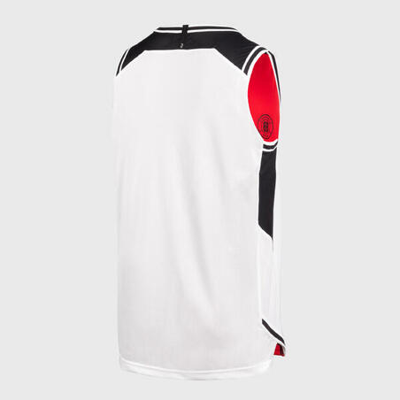 Beli/crveni muški/ženski dres s dva lica za košarku T500
