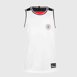 Men's/Women's Reversible Sleeveless Basketball Jersey T500 - White/Red