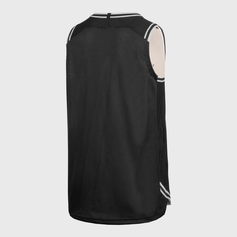 Basketbal shirt heren/dames T500R omkeerbaar zwart/beige