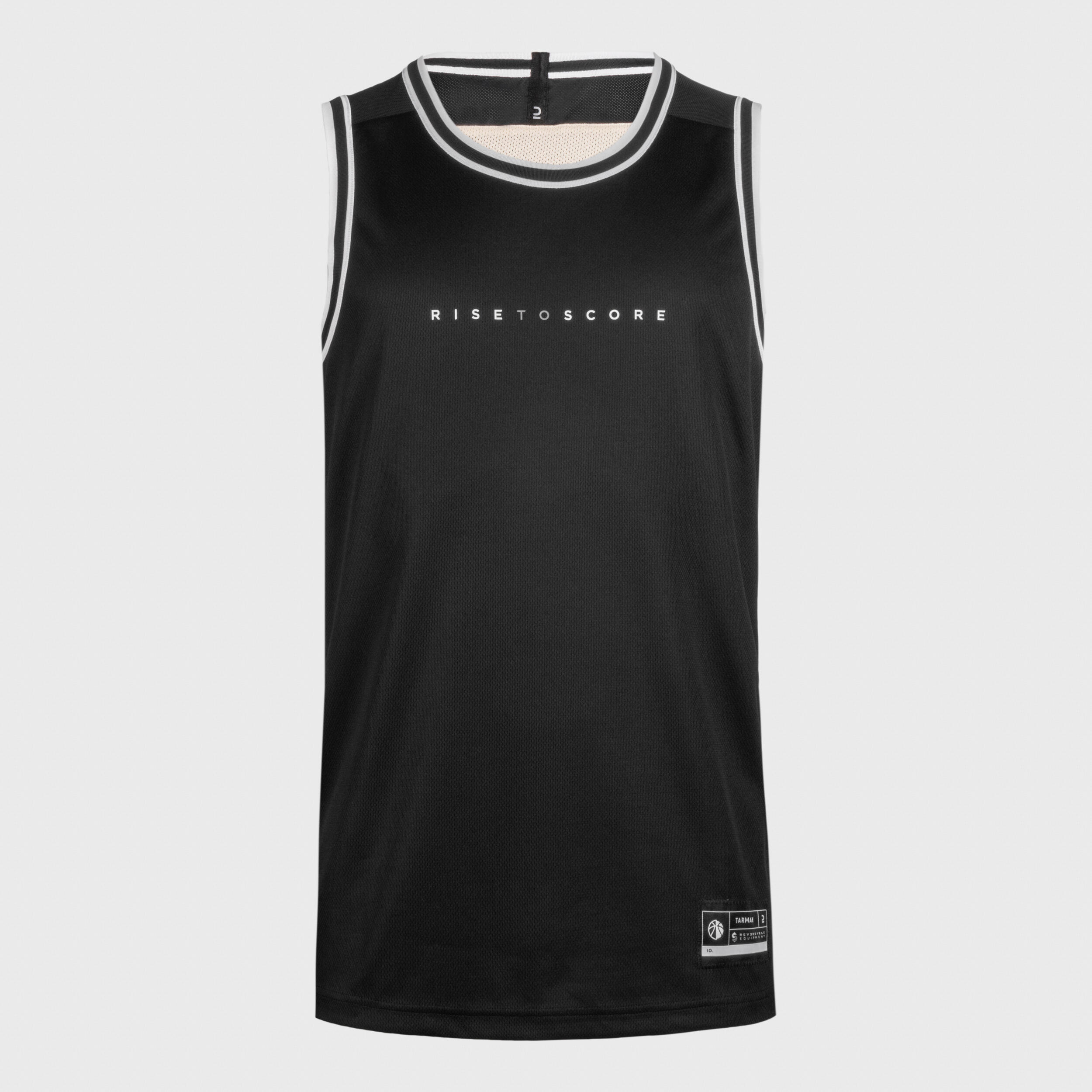 Men's/Women's Sleeveless Basketball Jersey T500 - Black/Beige 5/13
