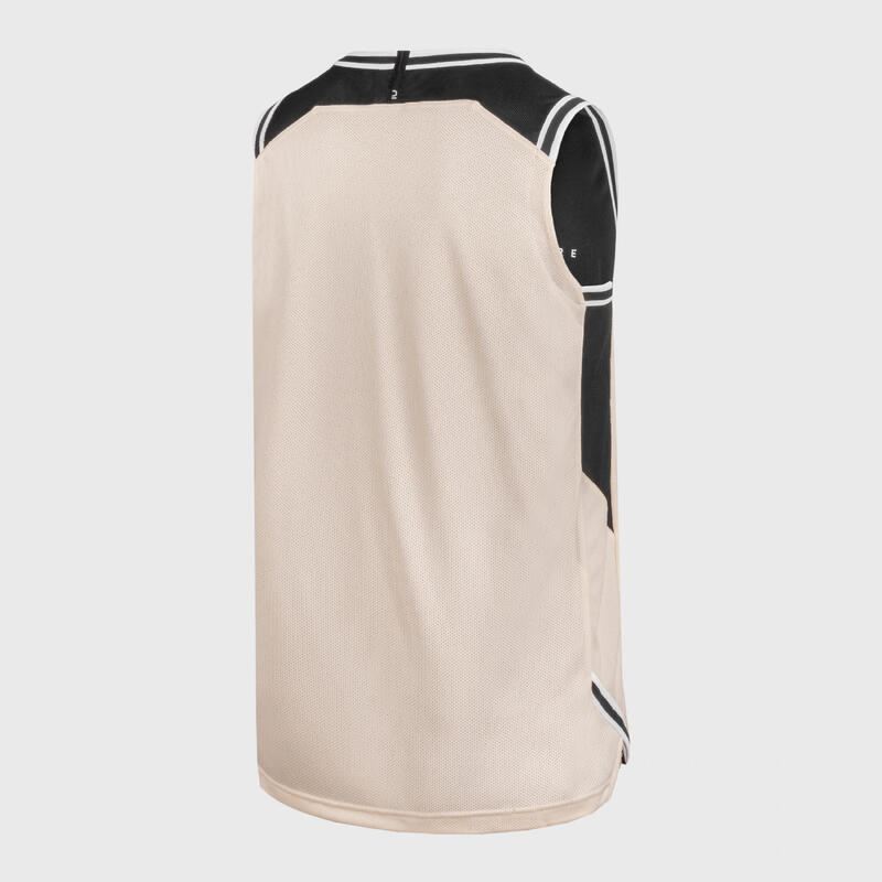 Basketbal shirt heren/dames T500R omkeerbaar zwart/beige