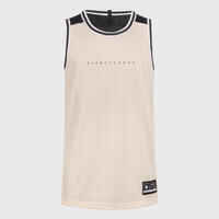 CAMISETA DE BALONCESTO SIN MANGAS REVERSIBLE HOMBRE/MUJER -  T500 NEGRO BEIGE