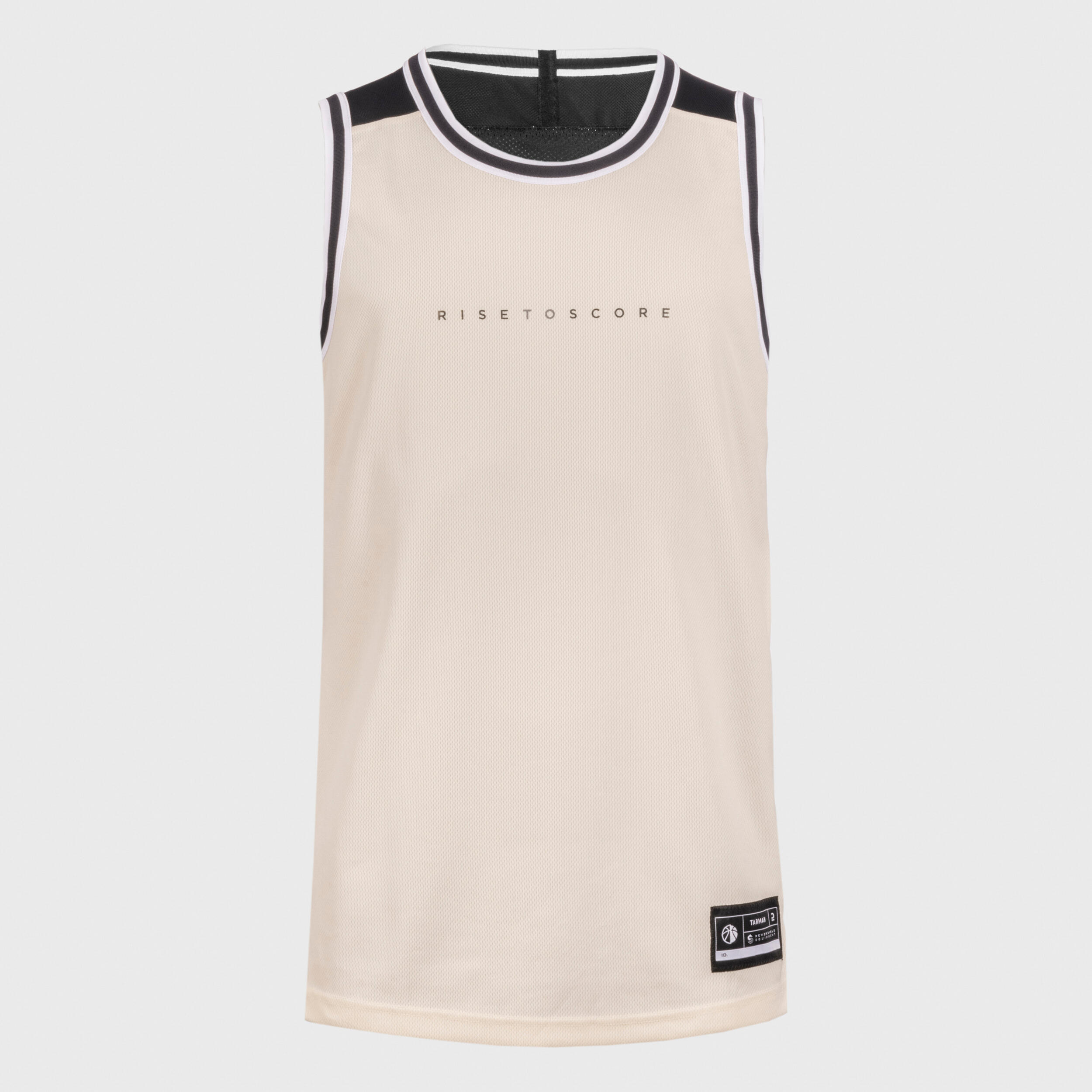 Men's/Women's Sleeveless Basketball Jersey T500 - Black/Beige 8/13