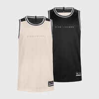 CAMISETA DE BALONCESTO SIN MANGAS REVERSIBLE HOMBRE/MUJER -  T500 NEGRO BEIGE