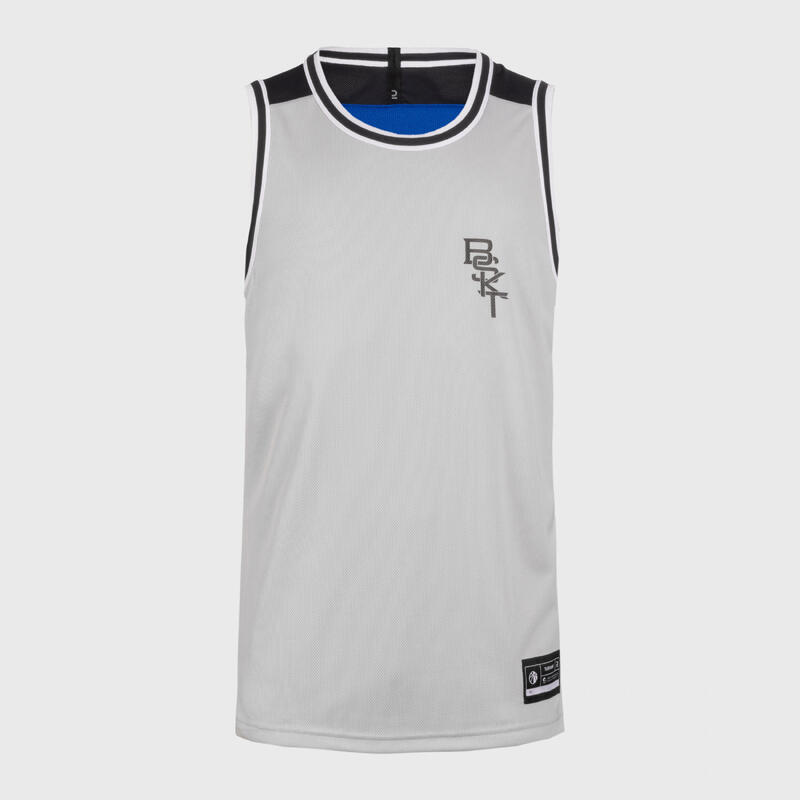 Men's/Women's Reversible Sleeveless Basketball Jersey T500 - Blue/Grey