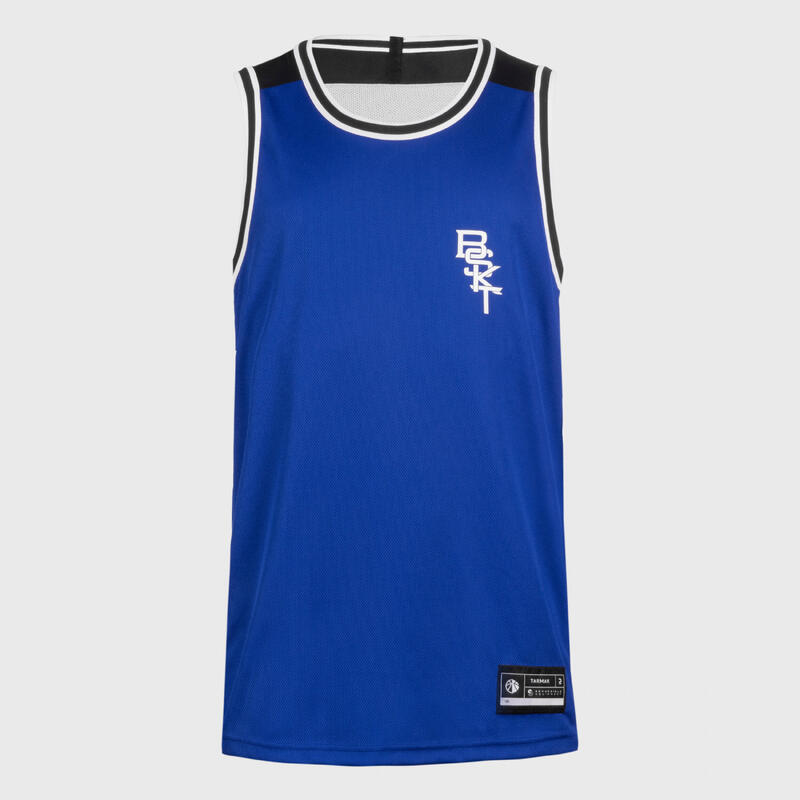 男/女款雙面無袖籃球球衣 T500－藍/灰