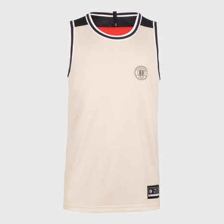 Adult 2-Way Sleeveless Basketball Jersey T500 - Red/Beige
