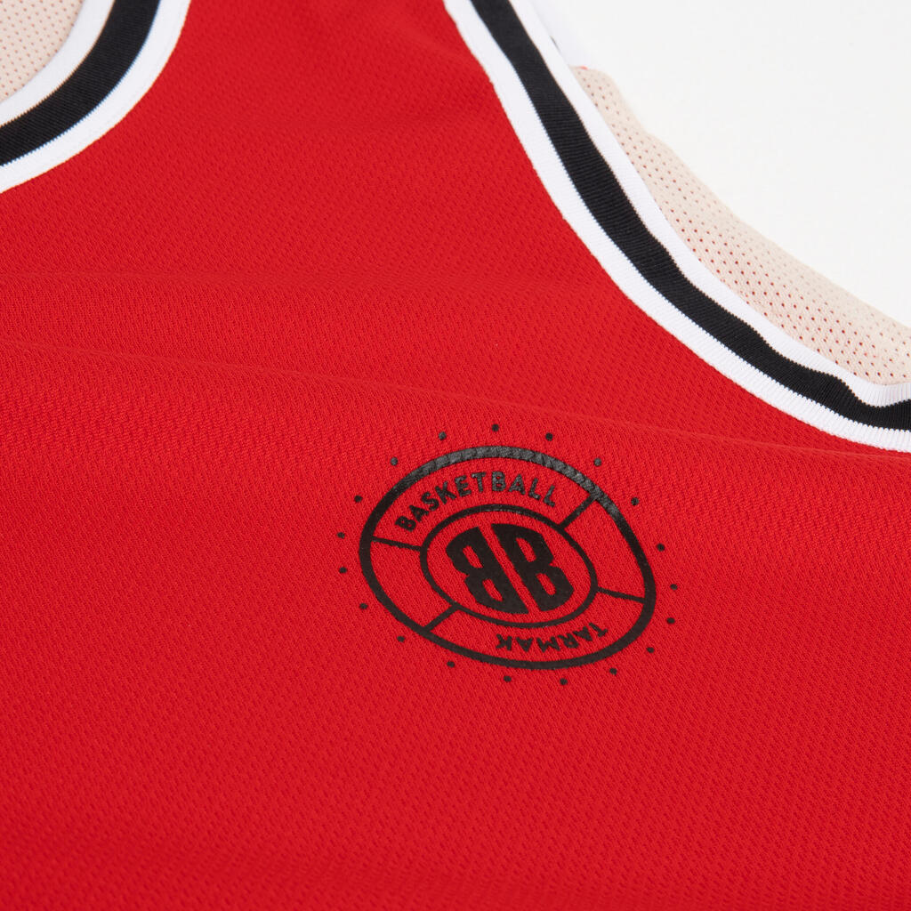 Men's/Women's Reversible Sleeveless Basketball Jersey T500 - White/Red