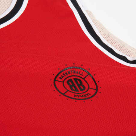 Adult 2-Way Sleeveless Basketball Jersey T500 - Red/Beige