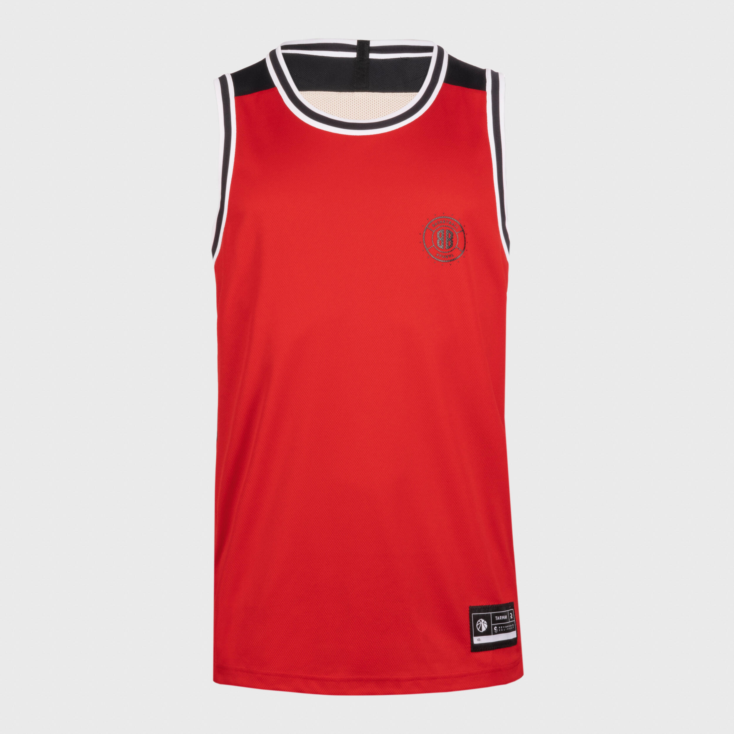 Adult 2-Way Sleeveless Basketball Jersey T500 - Red/Beige 6/9