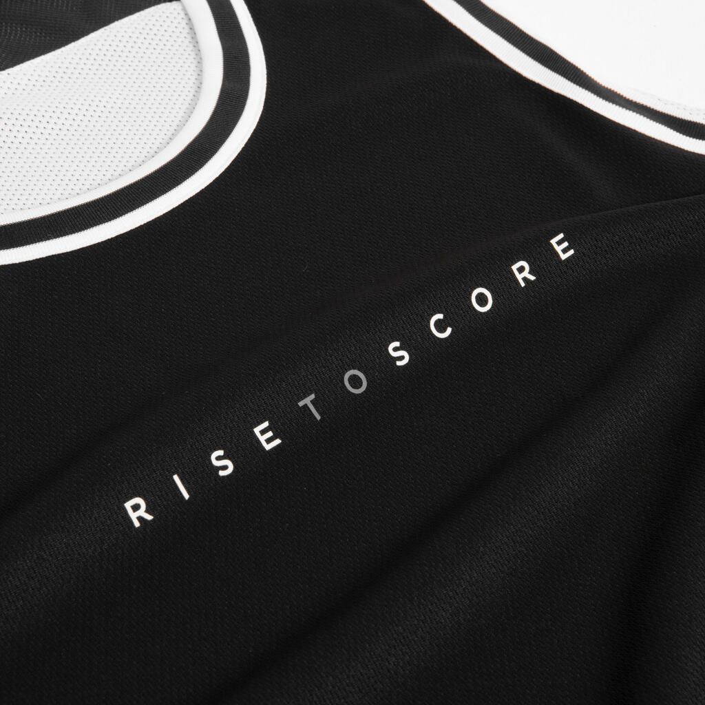 Playera de básquetbol reversible negro/beige unisex T500