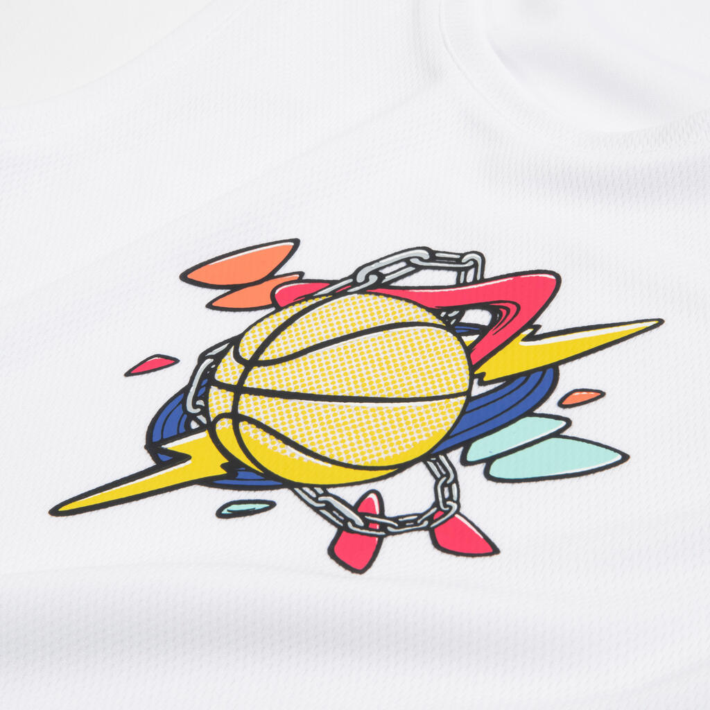 Kids' Sleeveless Basketball Jersey T500 - White