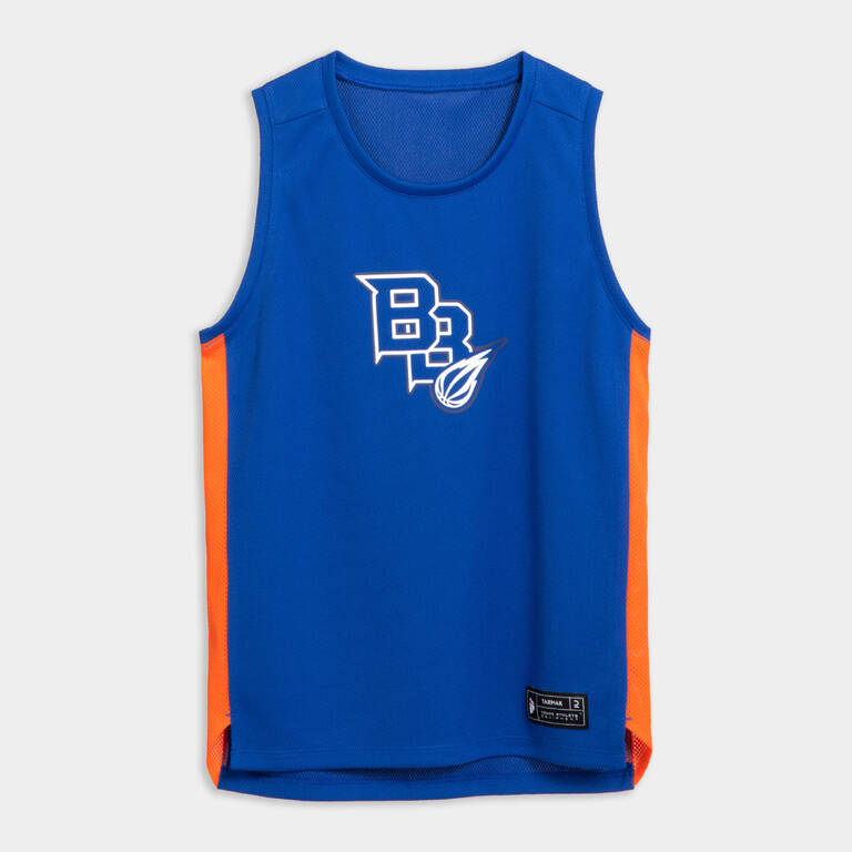 Kids' Sleeveless Basketball Jersey T500 - Blue