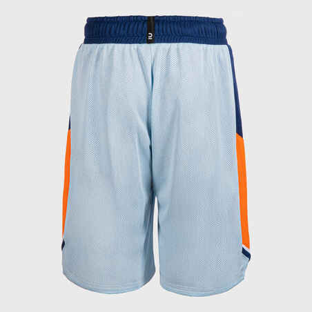 Kids' Reversible Basketball Shorts SH500R - Light Blue/Navy