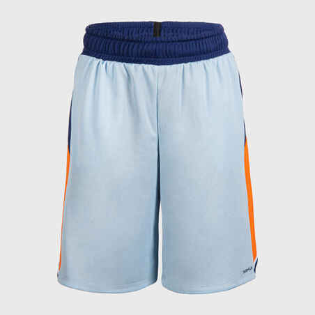 Kids' Reversible Basketball Shorts SH500R - Light Blue/Navy