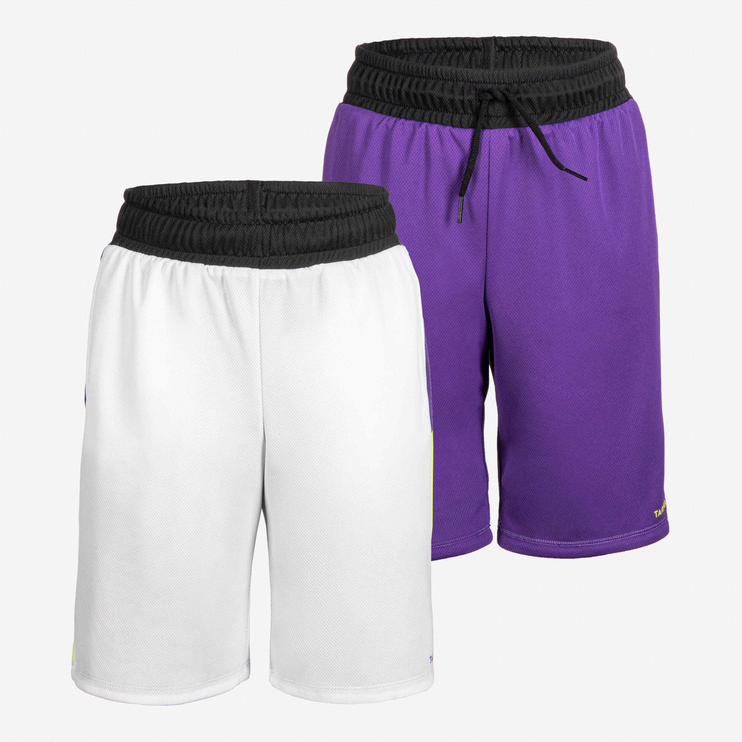 Kids' Reversible Basketball Shorts SH500R - White/Purple 3/11