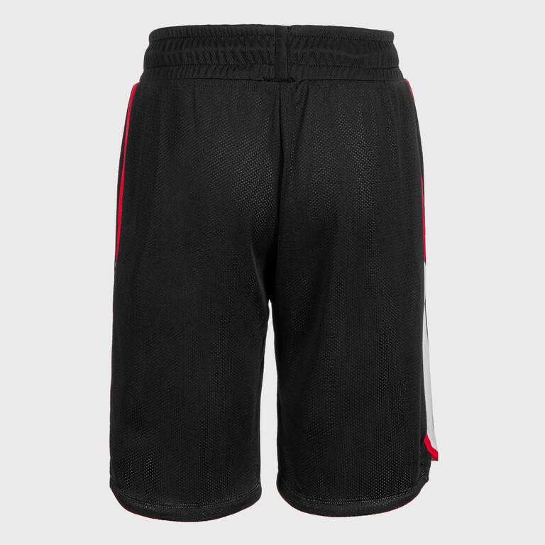 Kids' Reversible Basketball Shorts SH500R - Black/White/Red