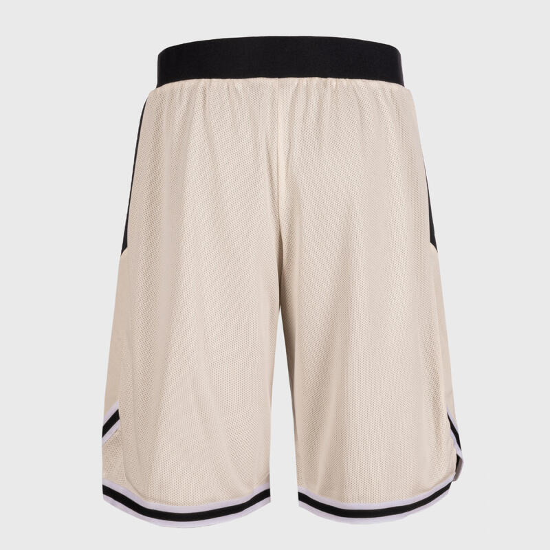 Omkeerbare basketbalshort voor heren/dames SH500R beige zwart