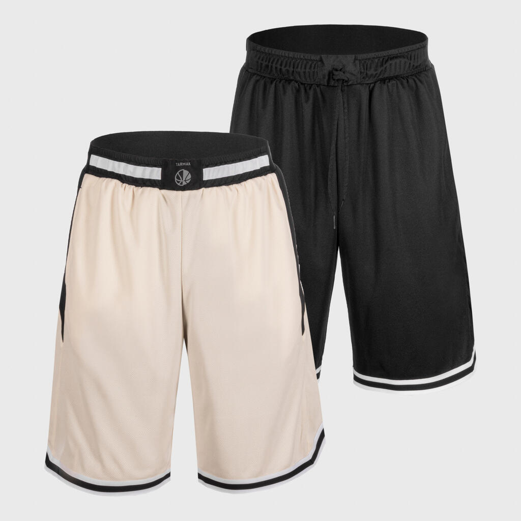 Damen/Herren Basketball Shorts wendbar - SH500R beige/schwarz