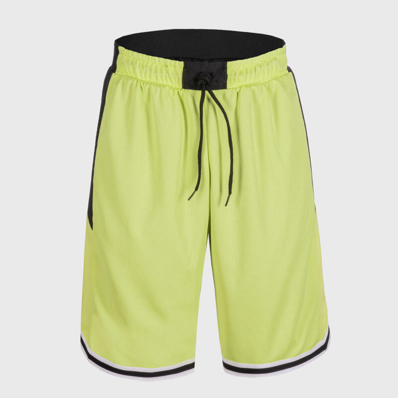 SHORT DE BALONCESTO REVERSIBLE HOMBRE/MUJER - SH500R NEGRO LIMÓN