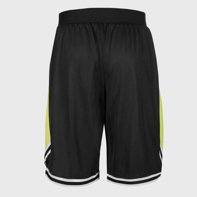 SHORT DE BALONCESTO REVERSIBLE HOMBRE/MUJER - SH500R NEGRO LIMÓN