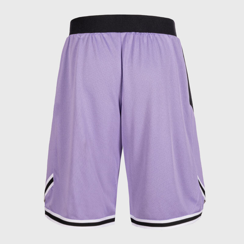 Omkeerbare basketbalshort voor heren/dames SH500R paars lila