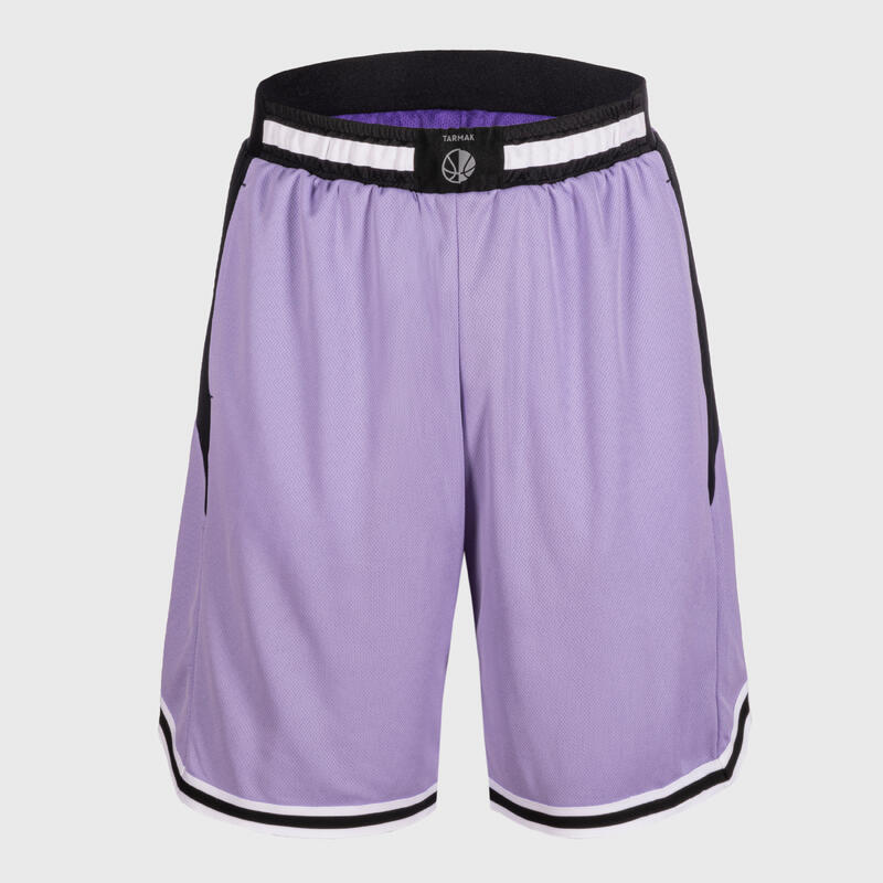 Omkeerbare basketbalshort voor heren/dames SH500R paars lila