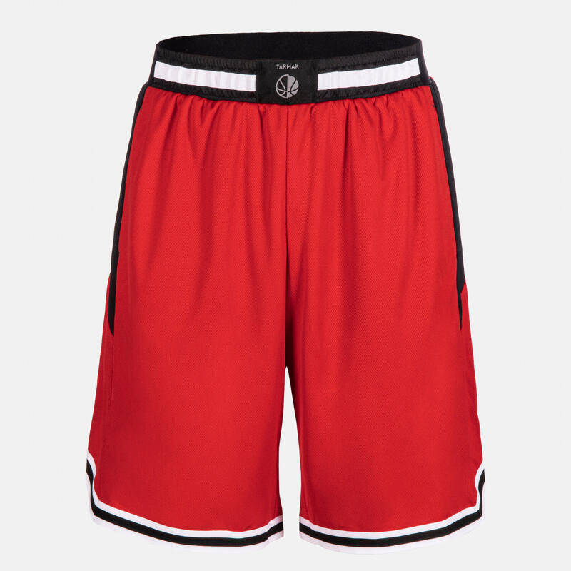Pantaloncini basket adulto SH 500 reversibili rosso-beige