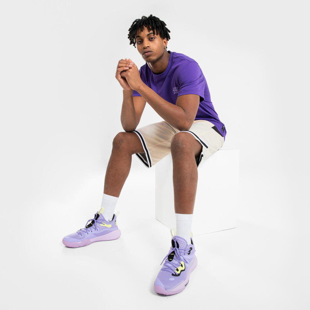 Basketbalová obuv so stredne vysokým zvrškom SE500 MID unisex fialová