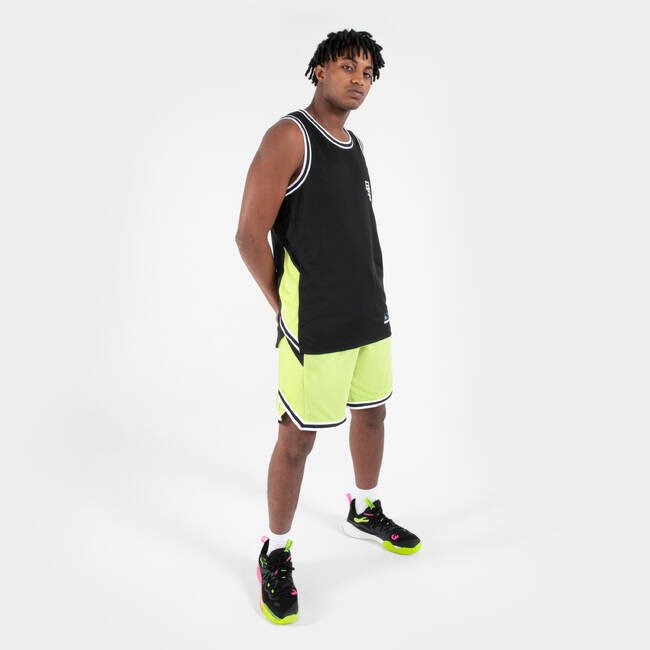 Adult 2-Way Basketball Shorts SH500R - Black/White
