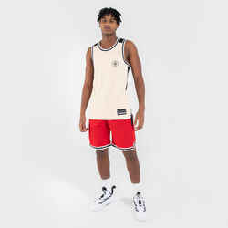 Adult 2-Way Sleeveless Basketball Jersey T500 - Red/Beige