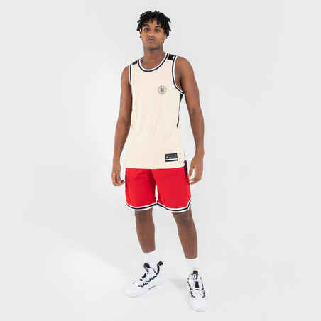 Adult 2-Way Sleeveless Basketball Jersey T500 - Red/Beige