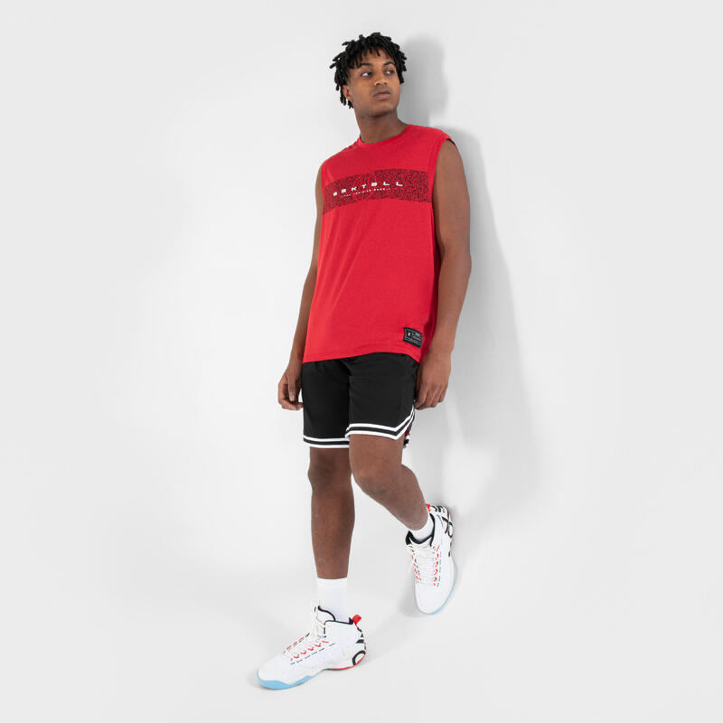 MAILLOT DE BASKETBALL SANS MANCHE HOMME/FEMME - TS500 ROUGE