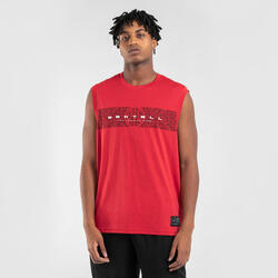 CAMISETA DE BALONCESTO SIN MANGAS UNISEX - TS500 ROJO