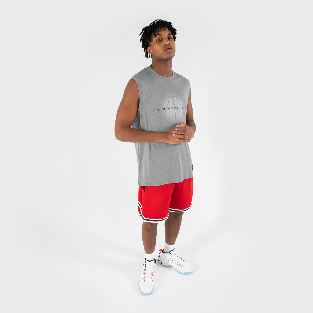 Playera de básquetbol sin mangas gris unisex Fast 500
