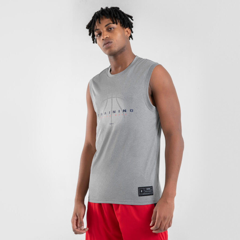 MAILLOT DE BASKETBALL SANS MANCHE HOMME/FEMME - TS500 GRIS
