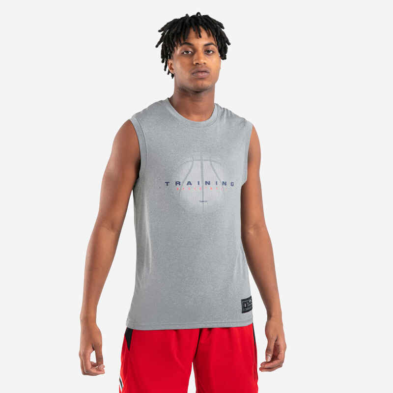 Men's/Women's Sleeveless Basketball Jersey TS500 - Grey