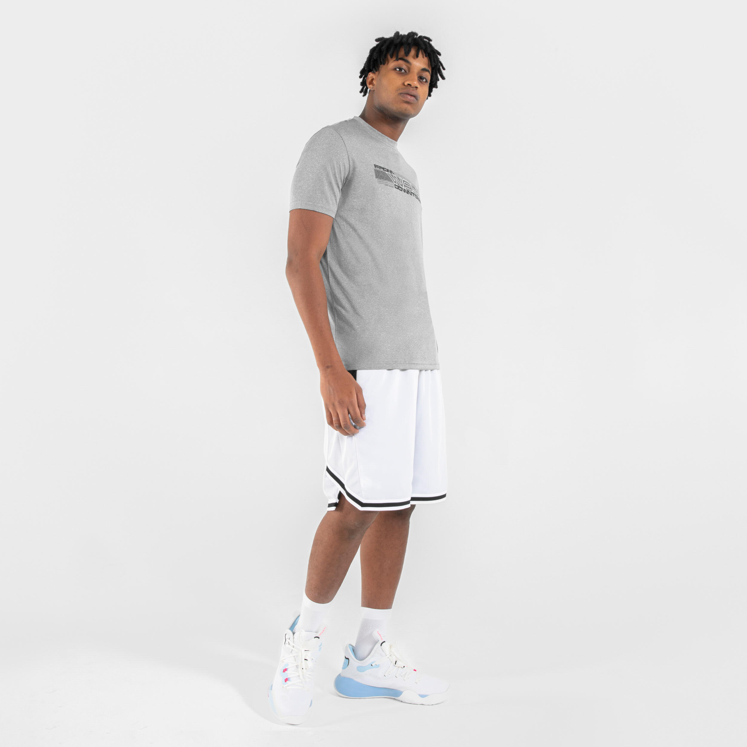 Adult 2-Way Basketball Shorts SH500R - Black/White 4/9
