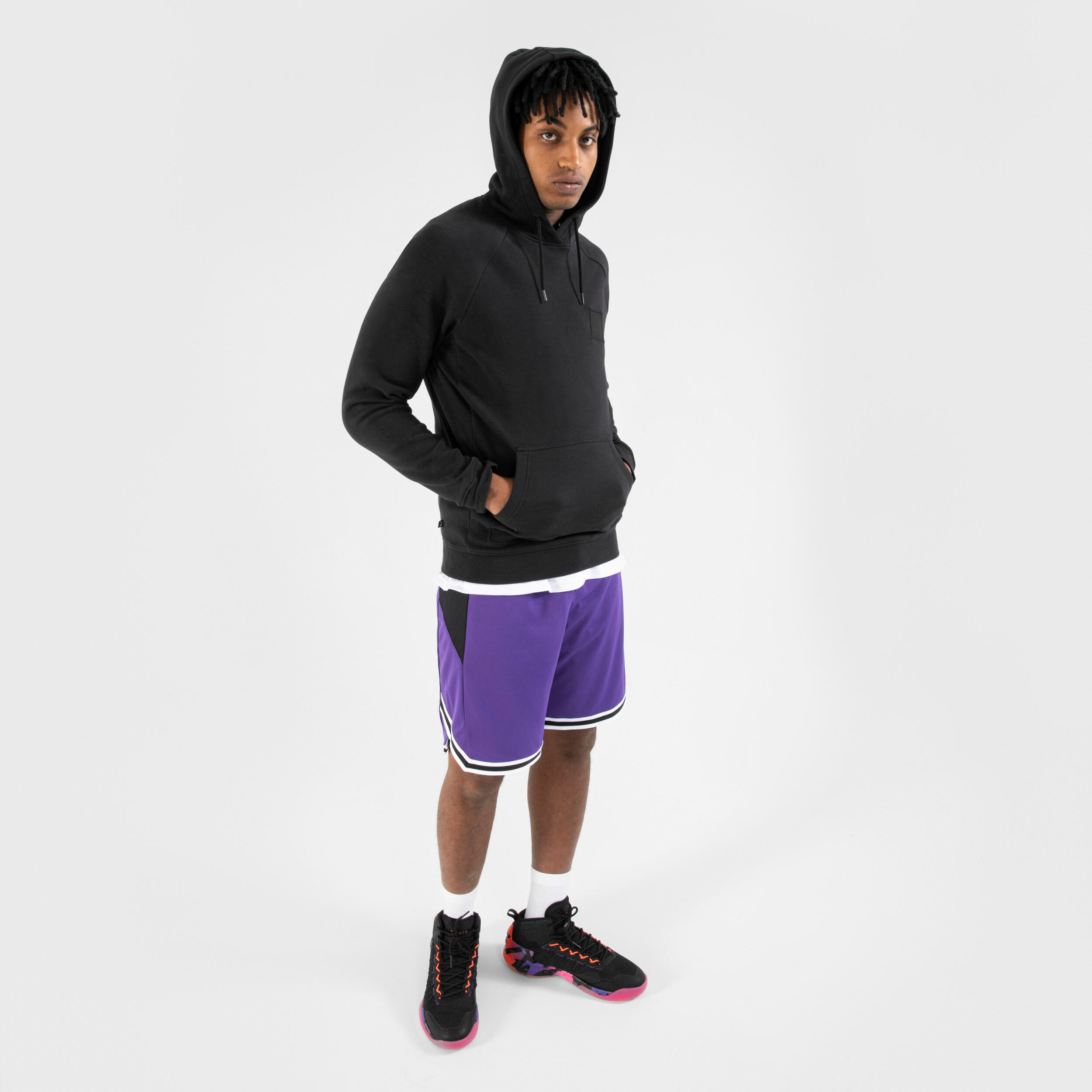 Men's/Women's Reversible Basketball Shorts SH500R - Purple/Lilac 4/11