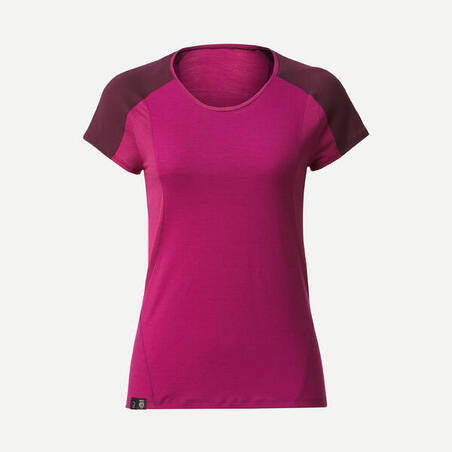 Women’s merino wool short-sleeved trekking T-shirt MT500