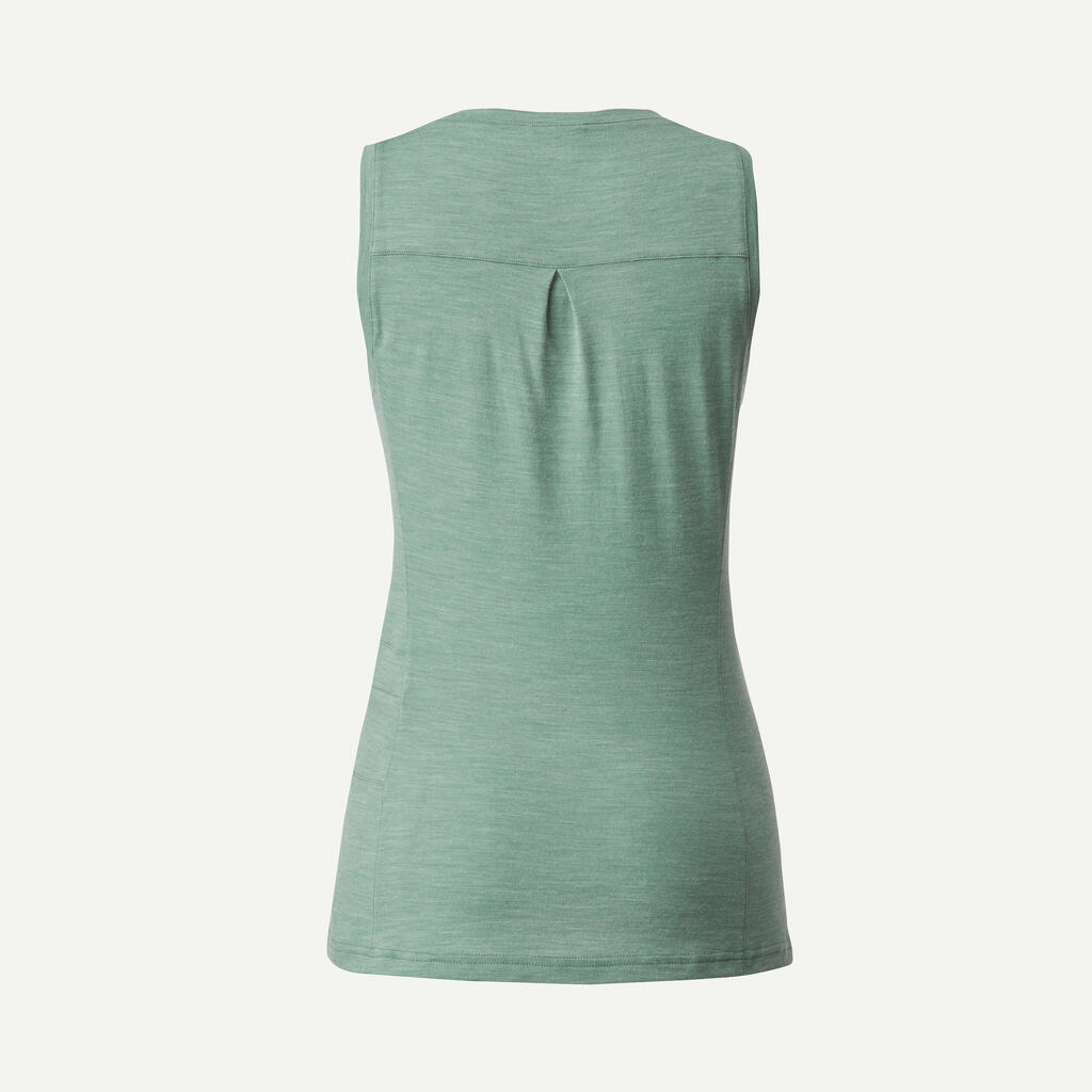 Women's merino wool trekking & travel tank top- Travel 500 