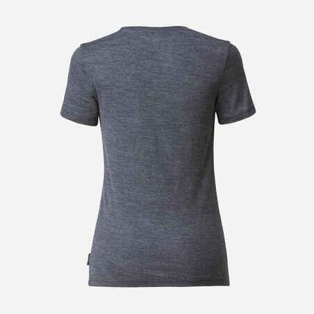 Γυναικείο κοντομάνικο t-shirt από μαλλί merino για πεζοπορία - TRAVEL 500