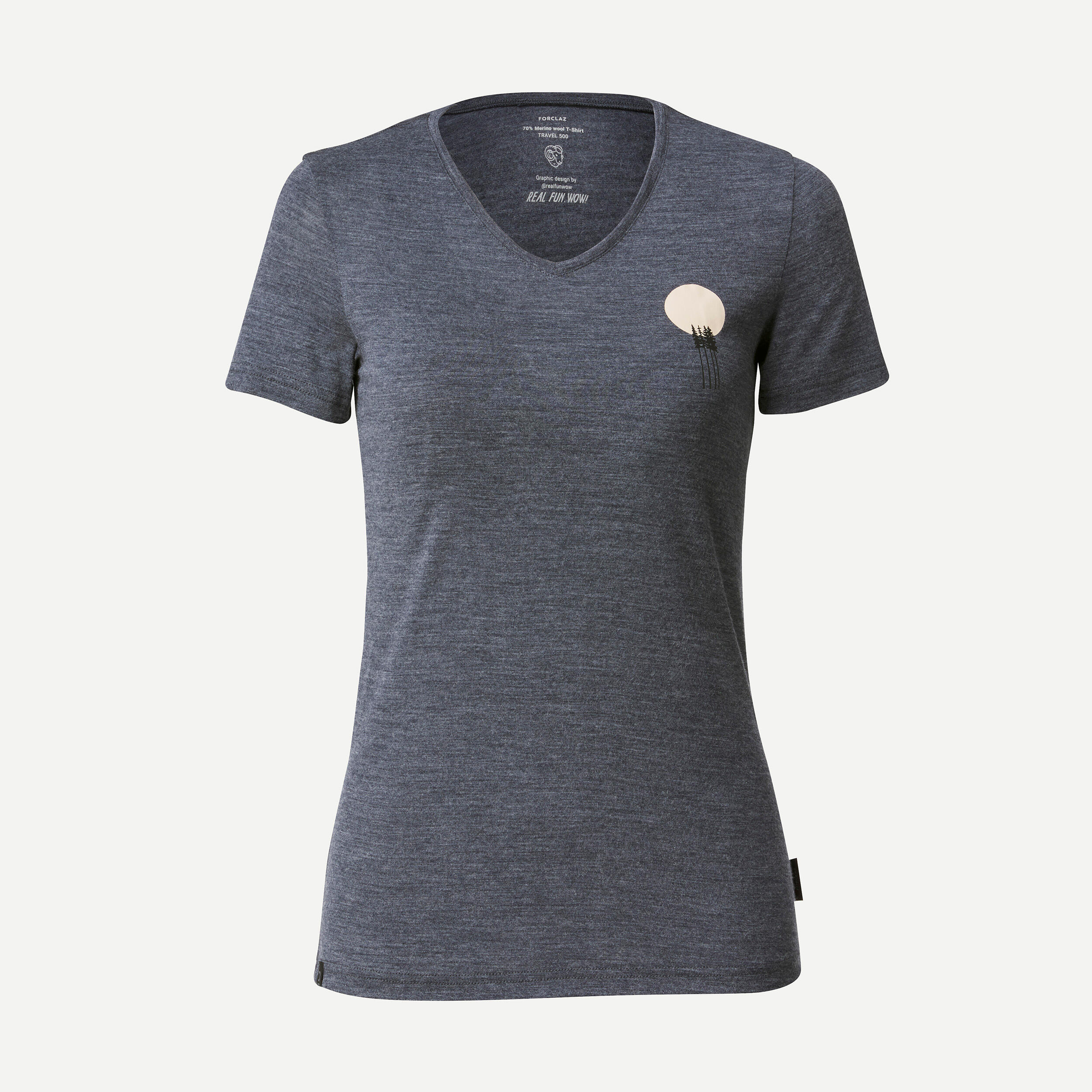 Women's Travel Trekking Merino Wool Short-Sleeved T-Shirt - TRAVEL 500 5/6