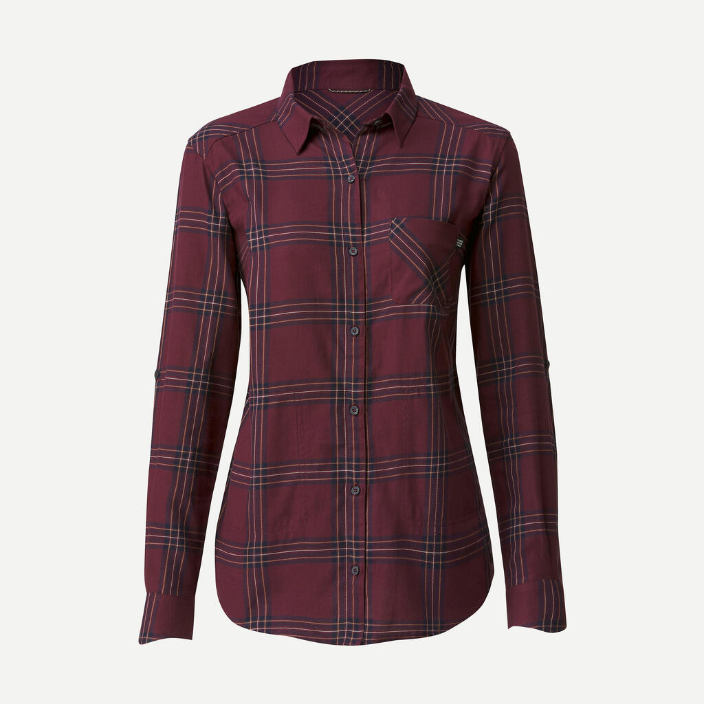 Women’s long-sleeved travel shirt, TRAVEL 100 - Purple