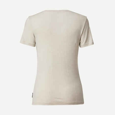 Women's Travel Trekking Merino Wool Short-Sleeved T-Shirt - TRAVEL 500