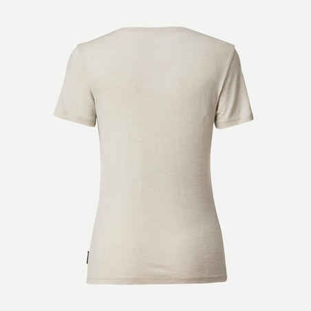 Moteriški trumparankoviai žygių marškinėliai su merinosų vilna „Travel 100“ 