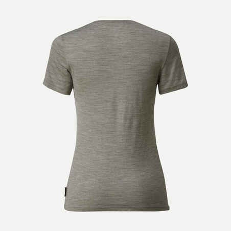 Women's Travel Trekking Merino Wool Short-Sleeved T-Shirt - TRAVEL 500