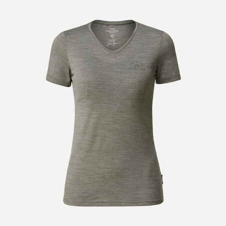 Women's Travel Trekking Merino Wool Short-Sleeved T-Shirt - TRAVEL 500