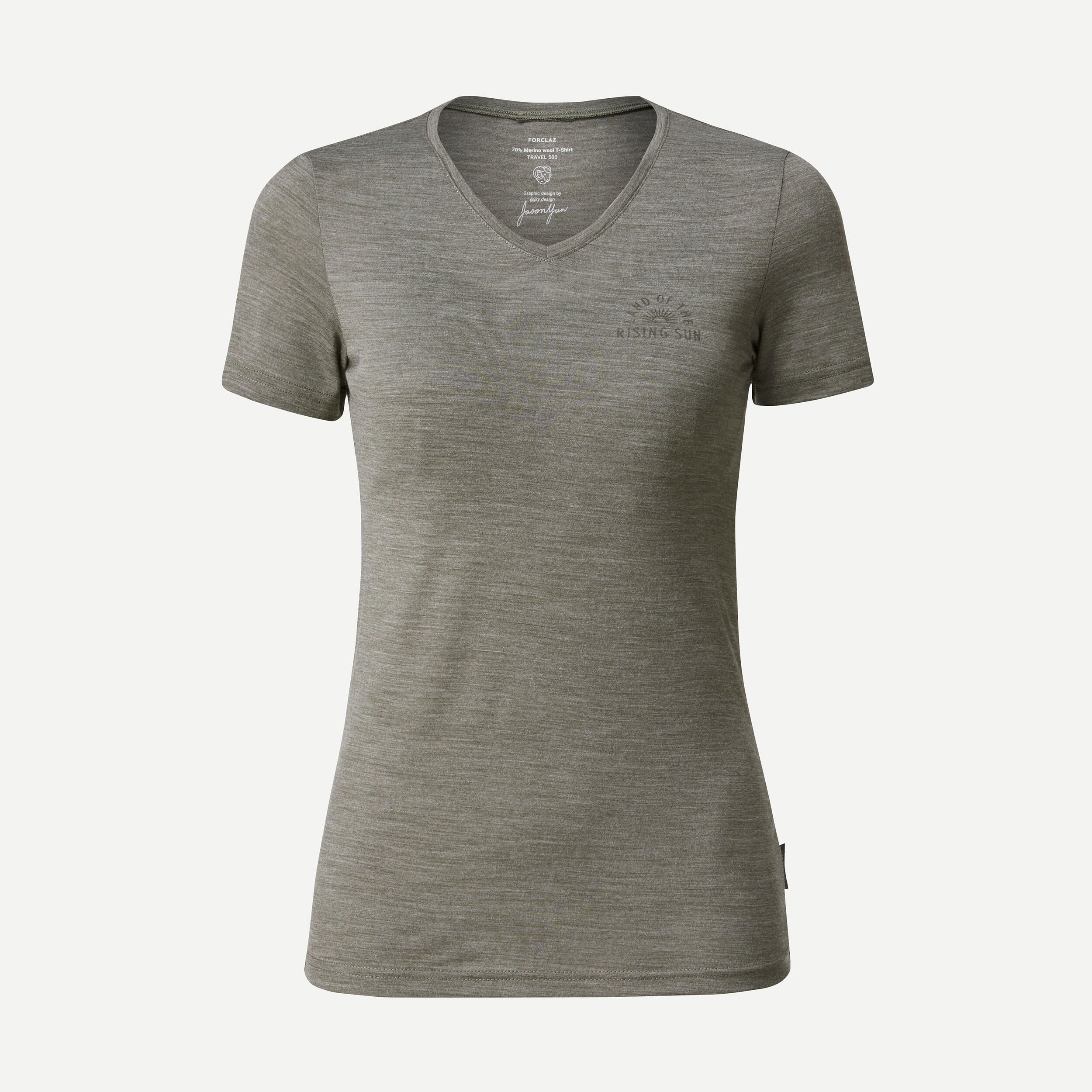 Women's short-sleeved merino wool trek T-shirt - TRAVEL 500